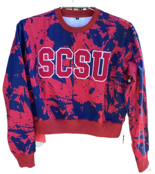 SCSU Garnet & Blue Camouflage Long Sleeve Crop Top