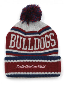  SCSU Striped Garnet, Gray & Blue Bulldogs Beanie